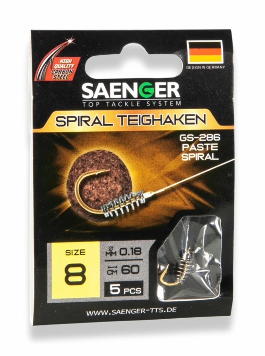 Saenger Návazec pro lov s těstem (háček se spirálou) Teighaken GS-286 vel. 8, 5 ks/bal